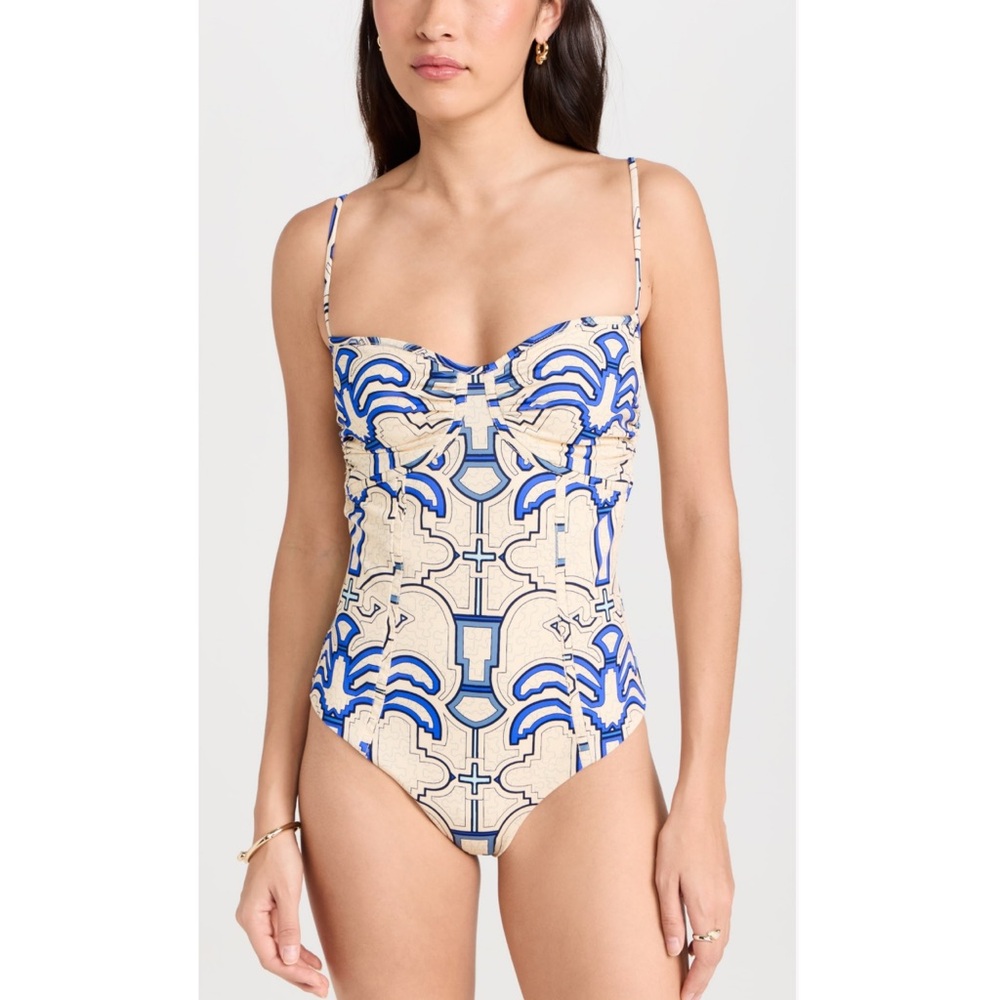 Johanna Ortiz Ecru Blue Lagoon Lure One Piece Swimsuit